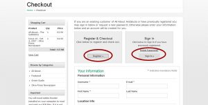 Register and Checkout / Sign In