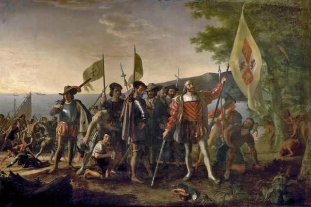 Columbus arriving in west Indies e